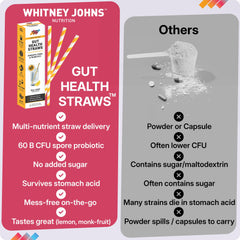 Whitney Johns Gut Straws lemon flavor pack displays convenient daily use
