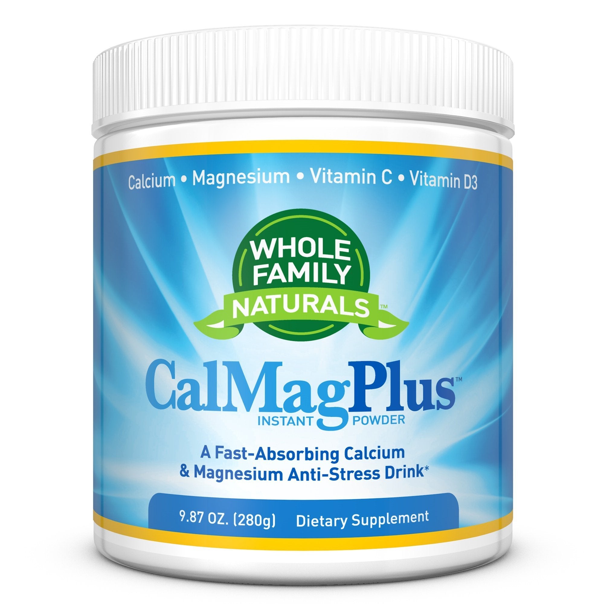 Whole Family Naturals CalMag Plus bottle shown for relaxed sleep support