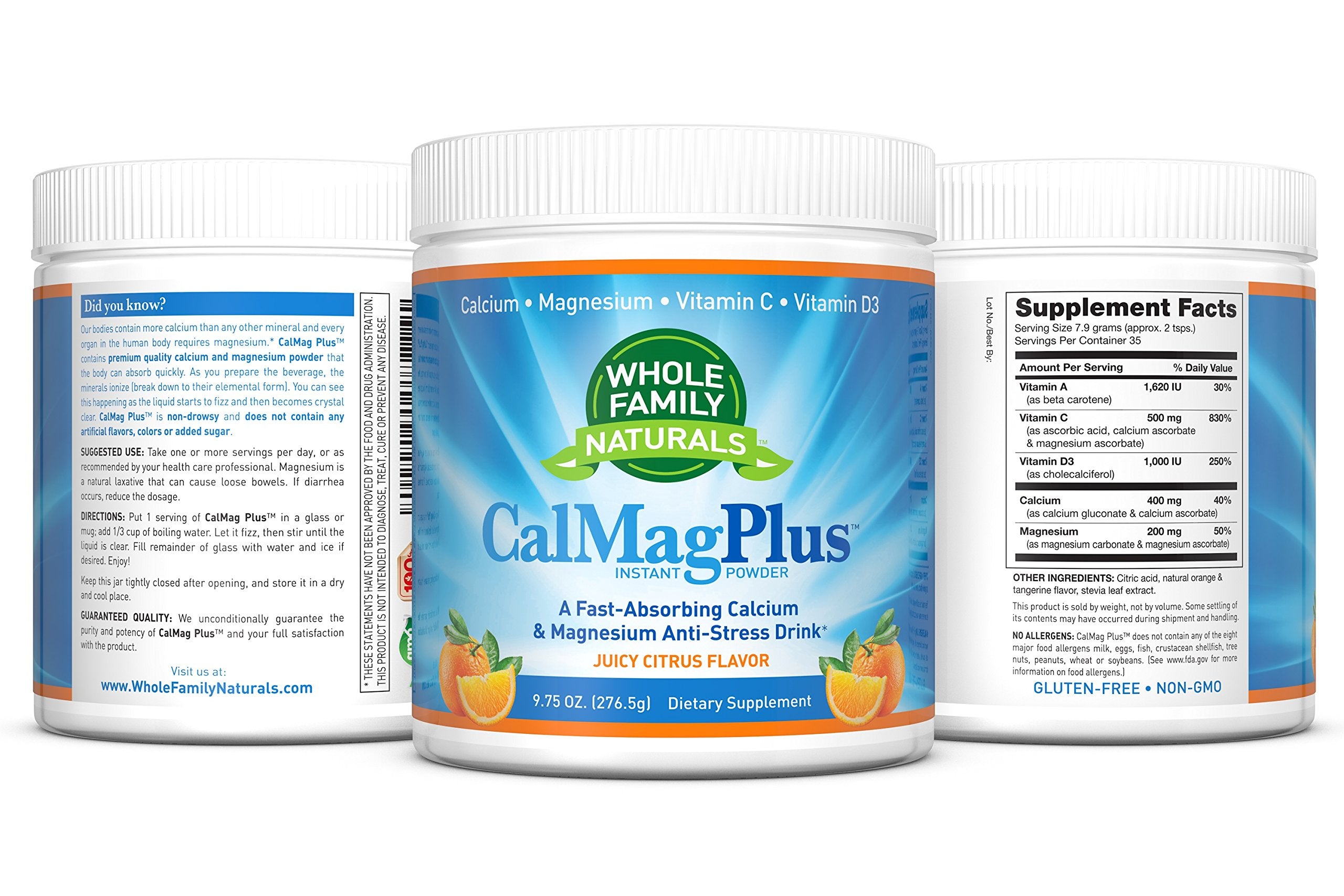 Gluten-free non-GMO seal emphasizes pure, clean ingredients for CalMag Plus