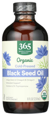 Whole Foods Market Organic Black Seed Oil bottle front highlights 8 fl oz size for everyday use