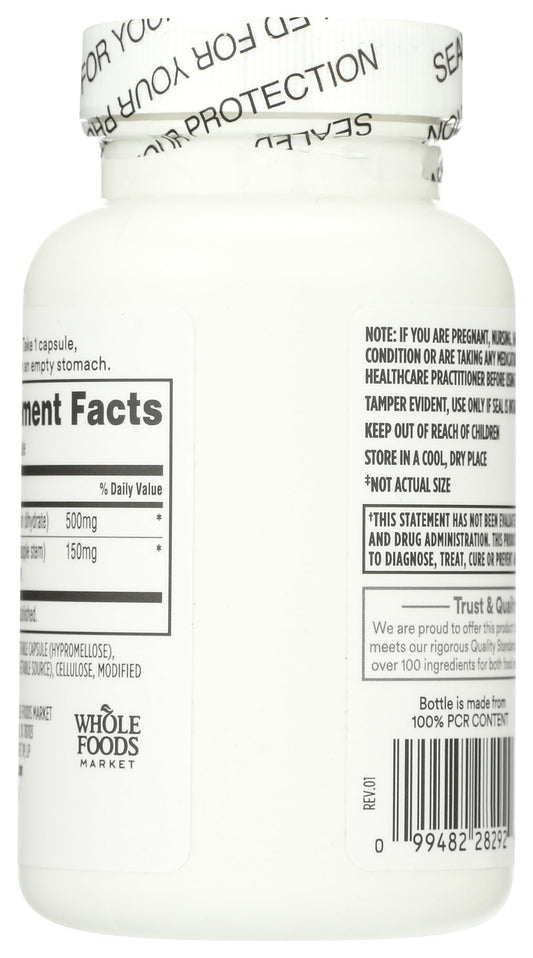 Whole Foods Market Quercetin with Bromelain label highlights premium ingredients