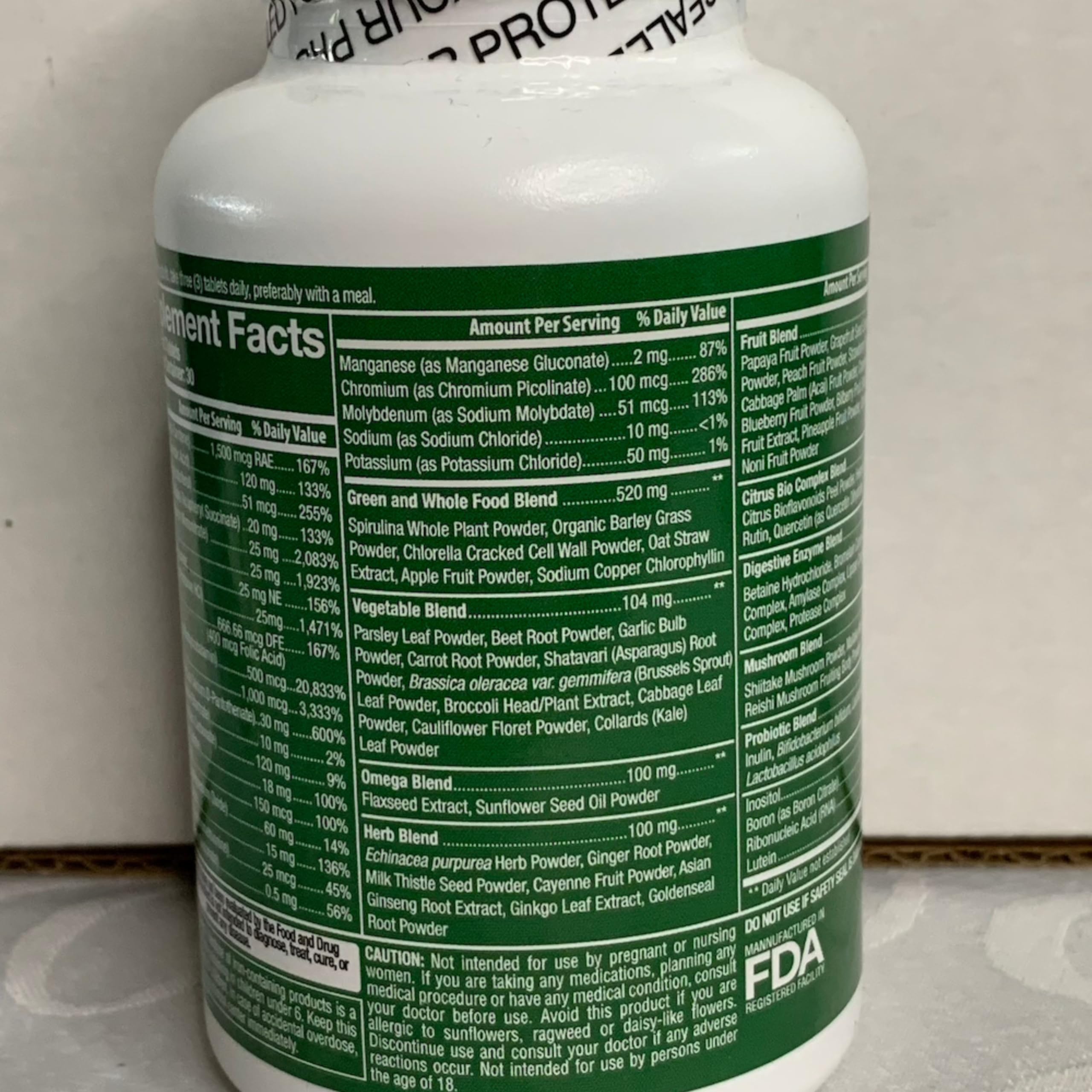 Three pills per day from Whole Nature multivitamin for complete daily nutrition