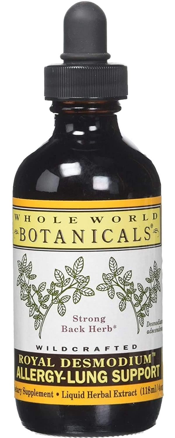 Whole World Botanicals Royal Desmodium bottle front with dropper top for precise dosing.
