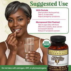 Whole World Botanicals Royal Maca bottle with glass of water signals routine integration.