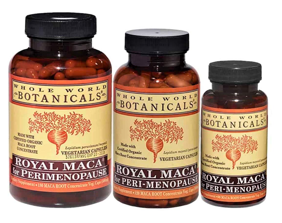 Whole World Botanicals Royal Maca capsules closeup – convenient 60-count vegetarian capsules