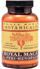 Whole World Botanicals Royal Maca peri-menopause bottle front for balanced energy