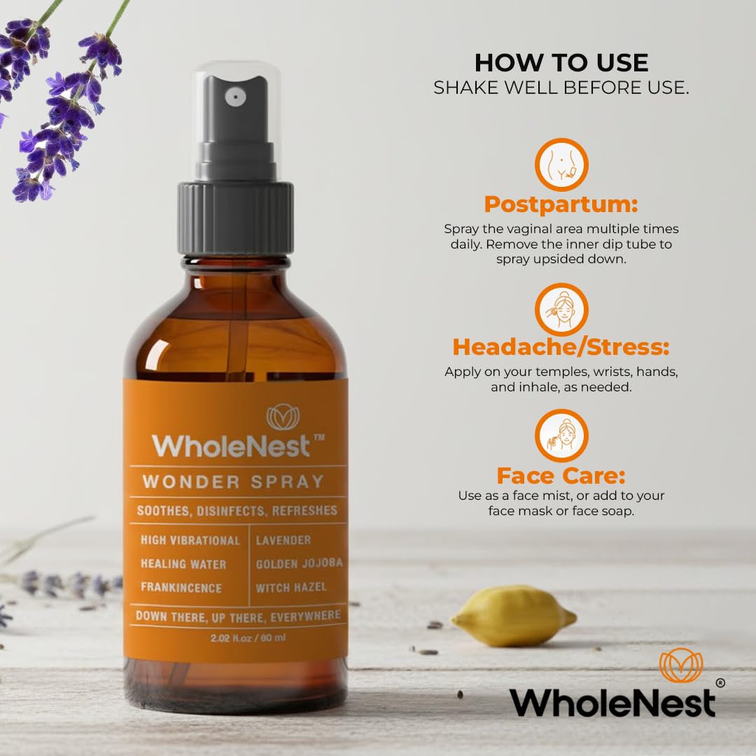 WholeNest postpartum spray supports baby care routines with gentle care.