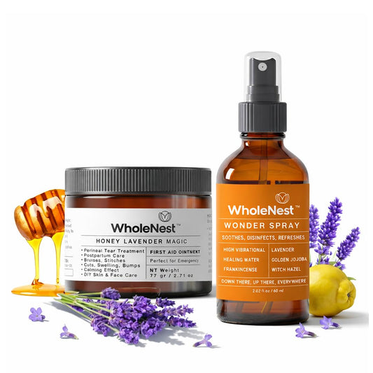 WholeNest Wonder Spray perineal cooling provides post-delivery comfort.