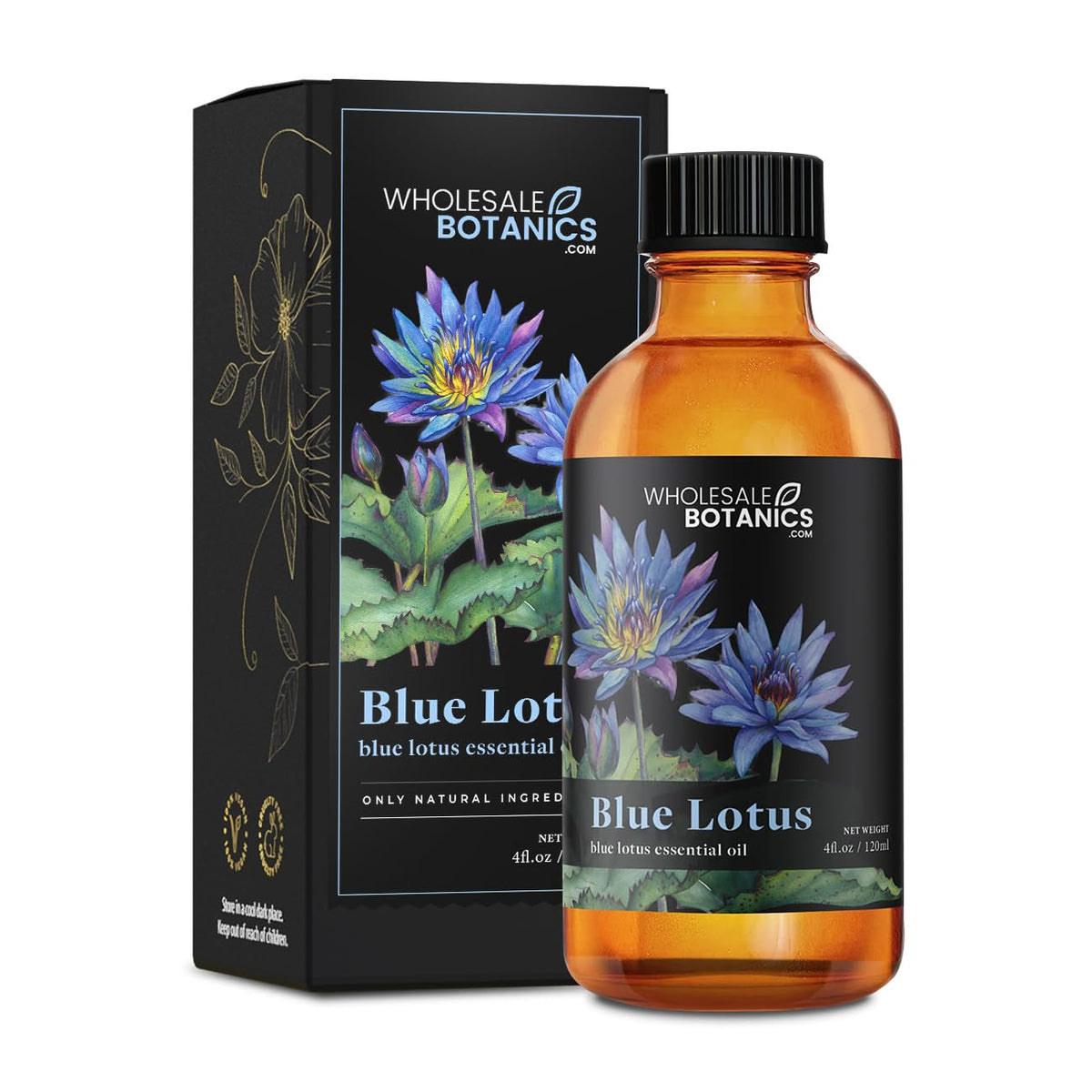 Wholesale Botanics Blue Lotus Essential Oil bottle for uplifting aromatherapy sessions.