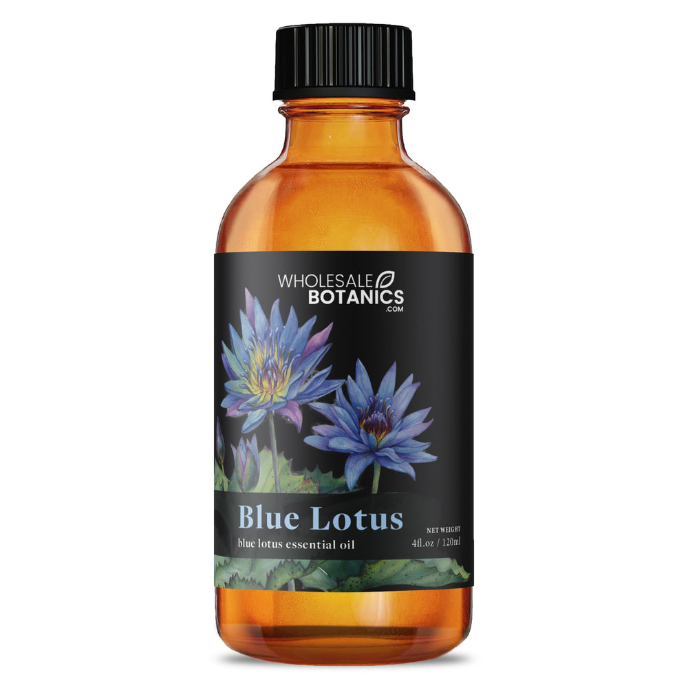 Wholesale Botanics Blue Lotus Essential Oil diffuser-ready bottle for calming candle and soap projects.
