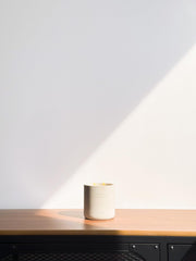 WHOLESOME Concrete jar detail with lid, modern design and durability.