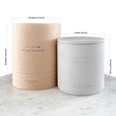 WHOLESOME Pomegranate candle label shows quality ingredients and clean burn.