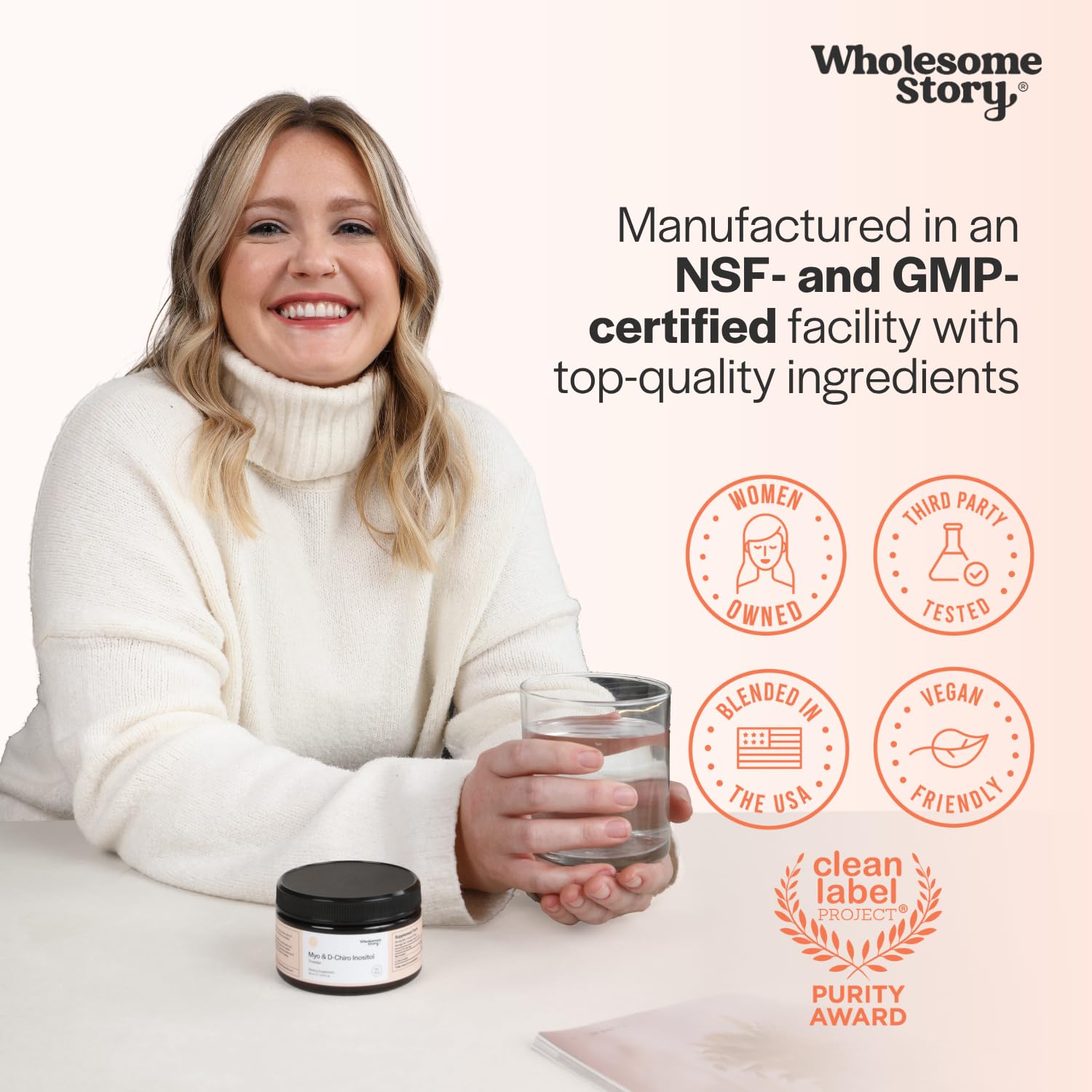 Wholesome Story Myo-Inositol & D-Chiro Inositol Powder for Women – Hormonal Balance, 40:1 Ratio, 180 Servings