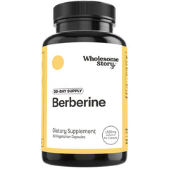 Wholesome Story Berberine 1500mg bottle showing daily metabolic support potential.
