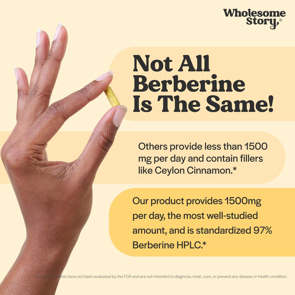 Wholesome Story Berberine 1500mg packaging communicates high-potency option