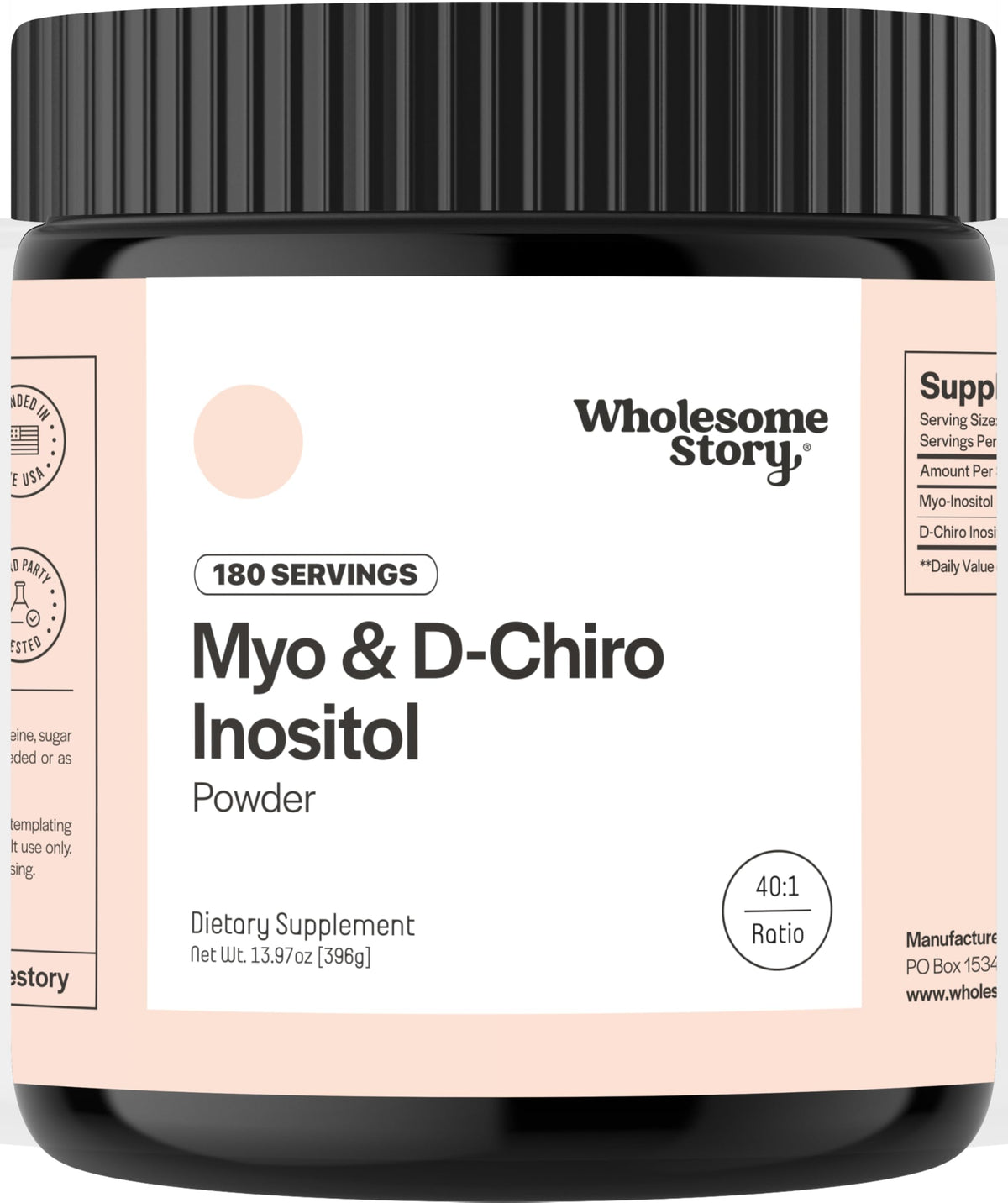 Wholesome Story Myo-Inositol & D-Chiro Inositol Powder for Women – Hormonal Balance, 40:1 Ratio, 180 Servings