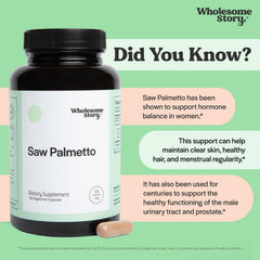 Serving suggestion showing daily intake of Saw Palmetto capsules for routine use.