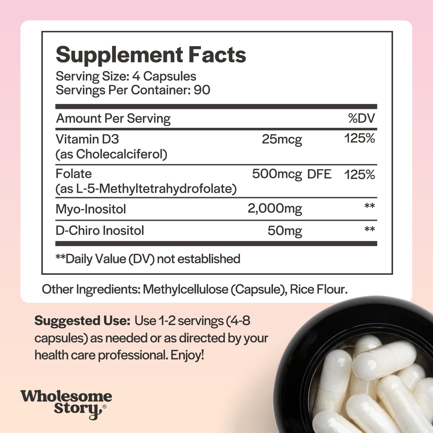 Wholesome Story Vitamin D3 capsules bottle emphasizes mood and metabolism support