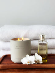 WHOLESOME Warm Woods hand-poured candle showcasing craftsmanship and quality finish.