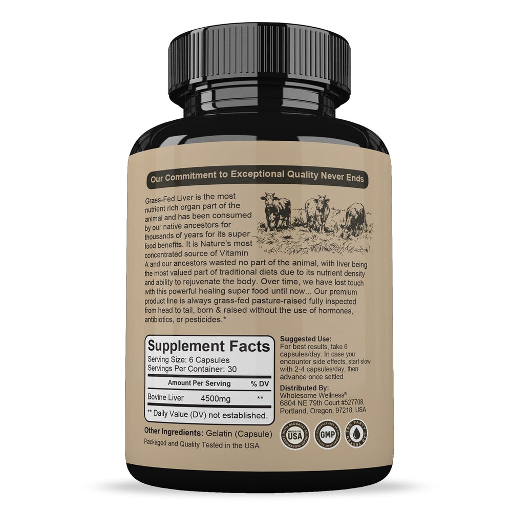 Wholesome Wellness capsules close-up showing pure, filler-free formula.