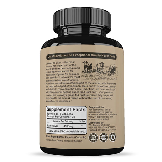 Wholesome Wellness capsules close-up showing pure, filler-free formula.