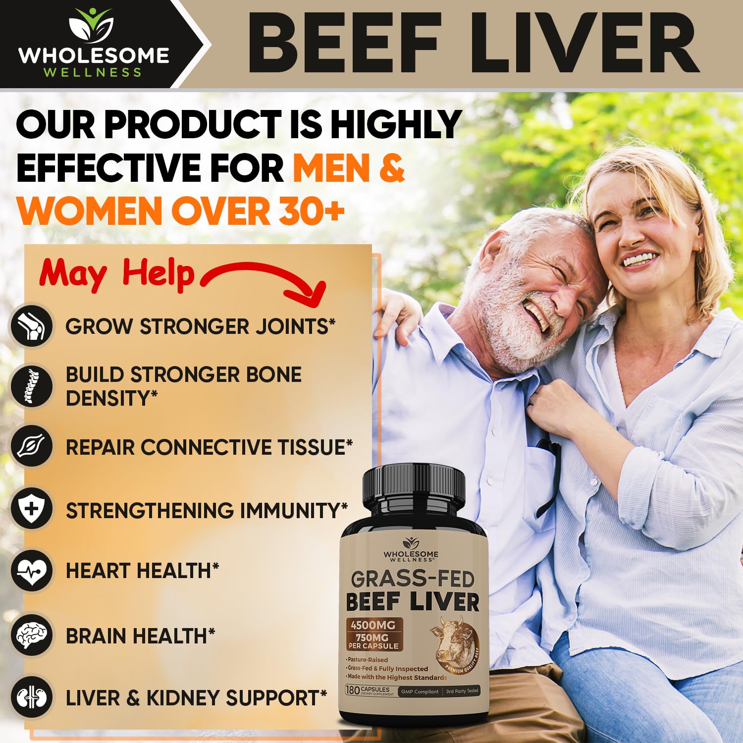 Wholesome Wellness New Zealand grass-fed beef liver label indicating source.
