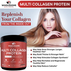 Wholesome Wellness Premium Multi Collagen eggshell membrane focus suggests added collagen variety.