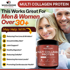 Wholesome Wellness Premium Multi Collagen grass-fed beef source signals premium protein options.