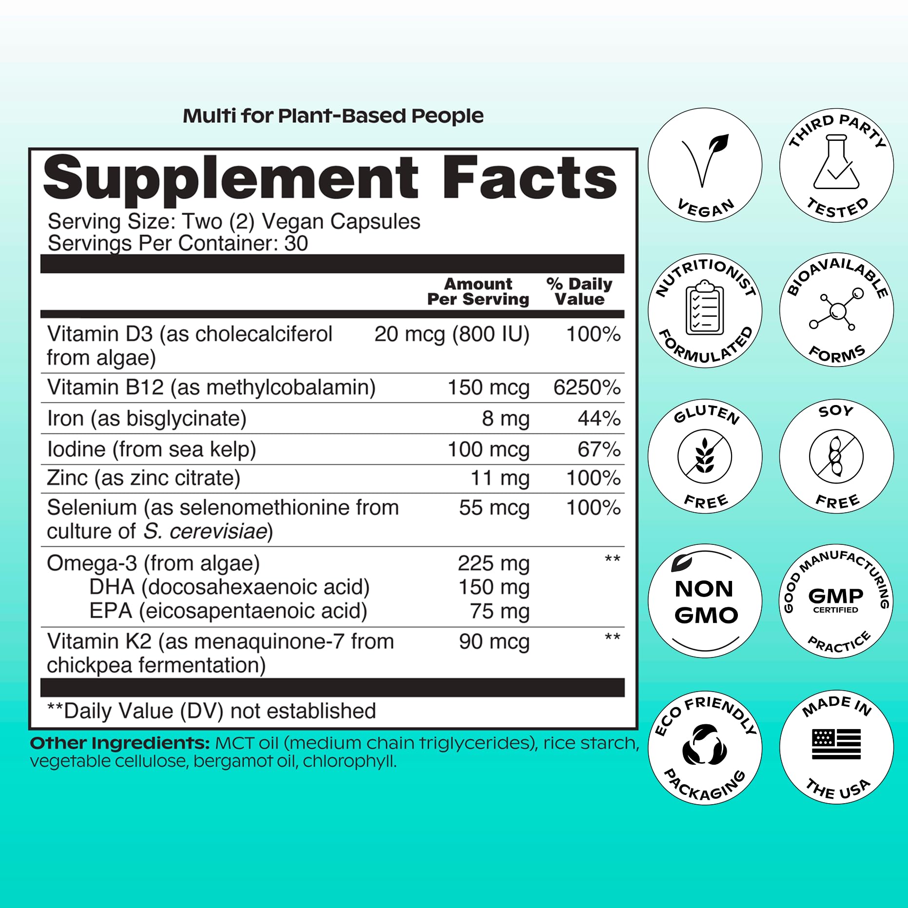 Wholier ingredients from fermented marine plants, chickpeas and rice implying plant-based nutrients.