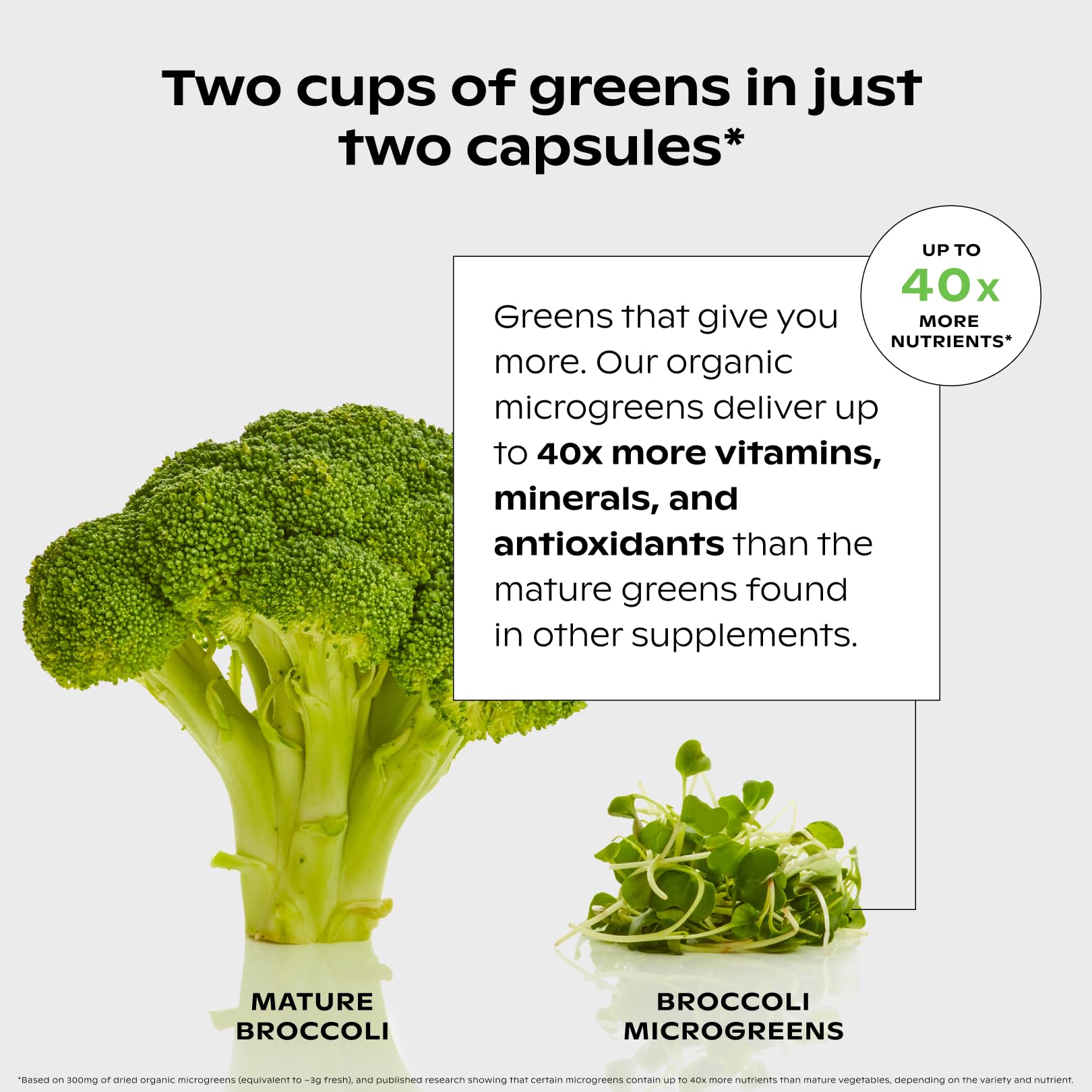 Visual of B12 and methylfolate sources used in Wholier Supergreens Multi.