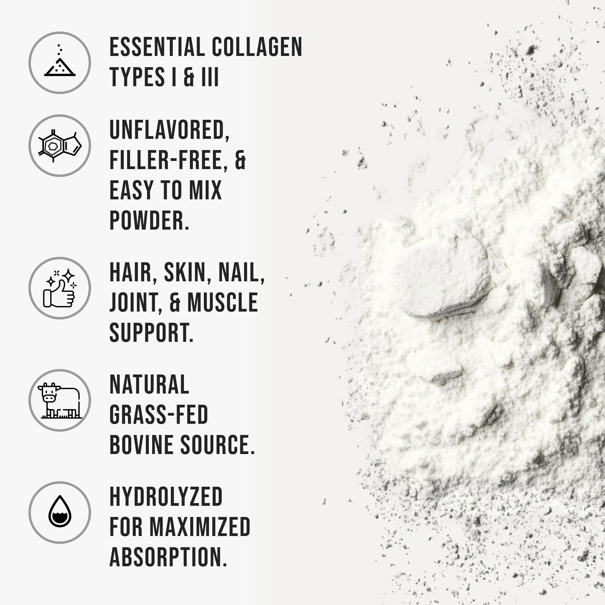 WHYZ bovine collagen powder dissolving in water shows smooth texture.