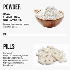 WHYZ bovine collagen powder lifestyle shot highlights grass-fed source.