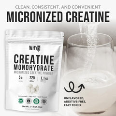 WHYZ unflavored creatine monohydrate blends quietly with juices and smoothies.
