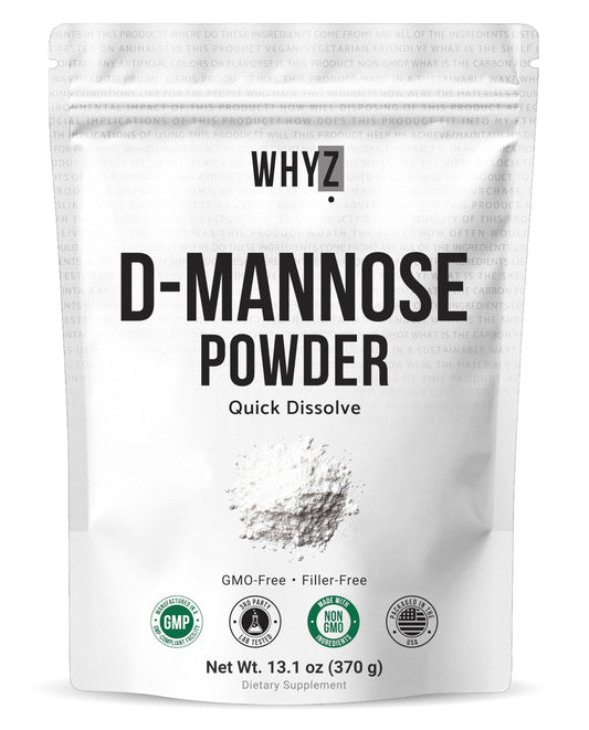WHYZ D-Mannose powder container offers convenient daily use.