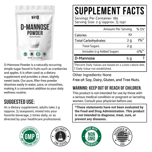 WHYZ D-Mannose powder scoop enables precise serving.