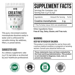 WHYZ creatine monohydrate powder with scoop enables precise servings and quick mixing.