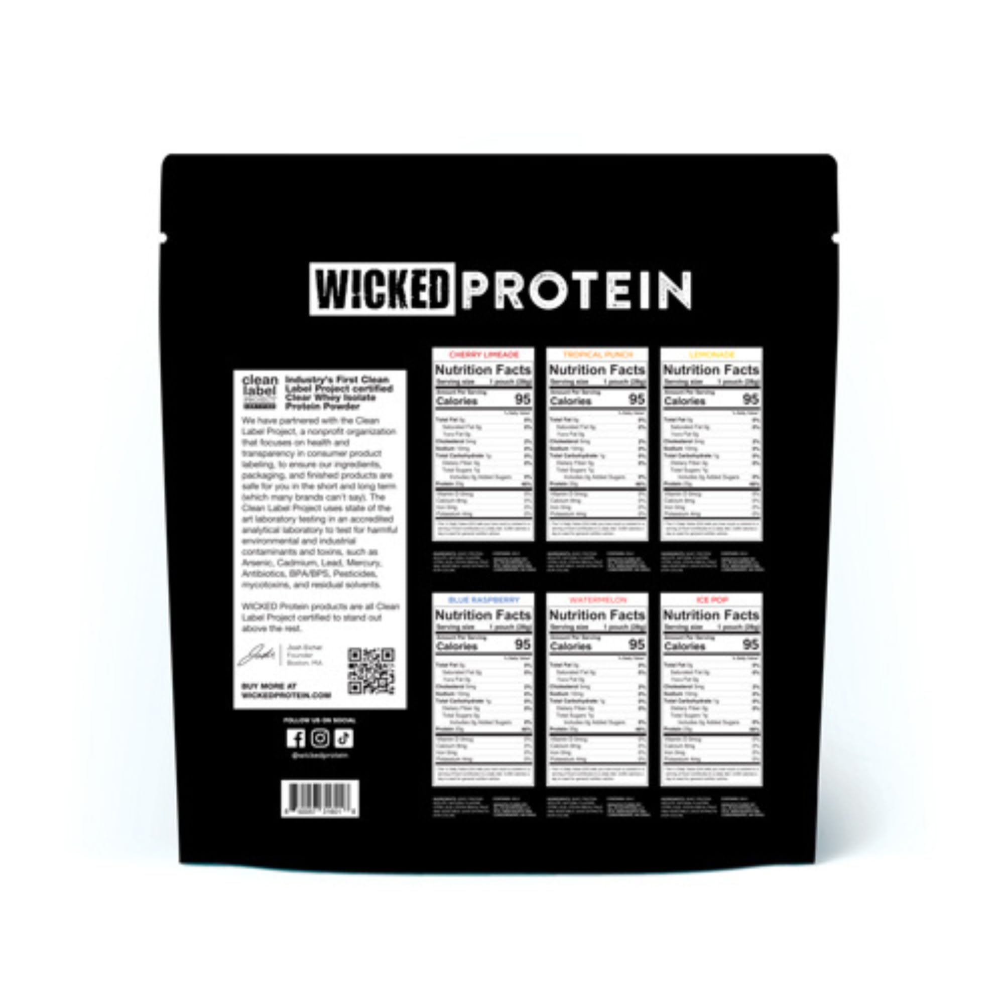 WICKED Protein Clear Whey Isolate cherry limeade flavor convenient protein boost