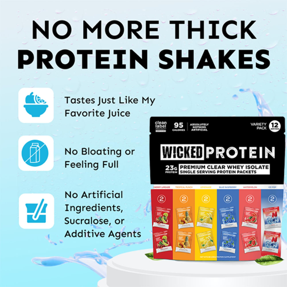 WICKED Protein Clear Whey Isolate watermelon flavor flavorful shake after training