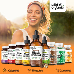 Wild & Organic 4 oz bottle shown for reliable 84-day supply and twice-daily dosing.