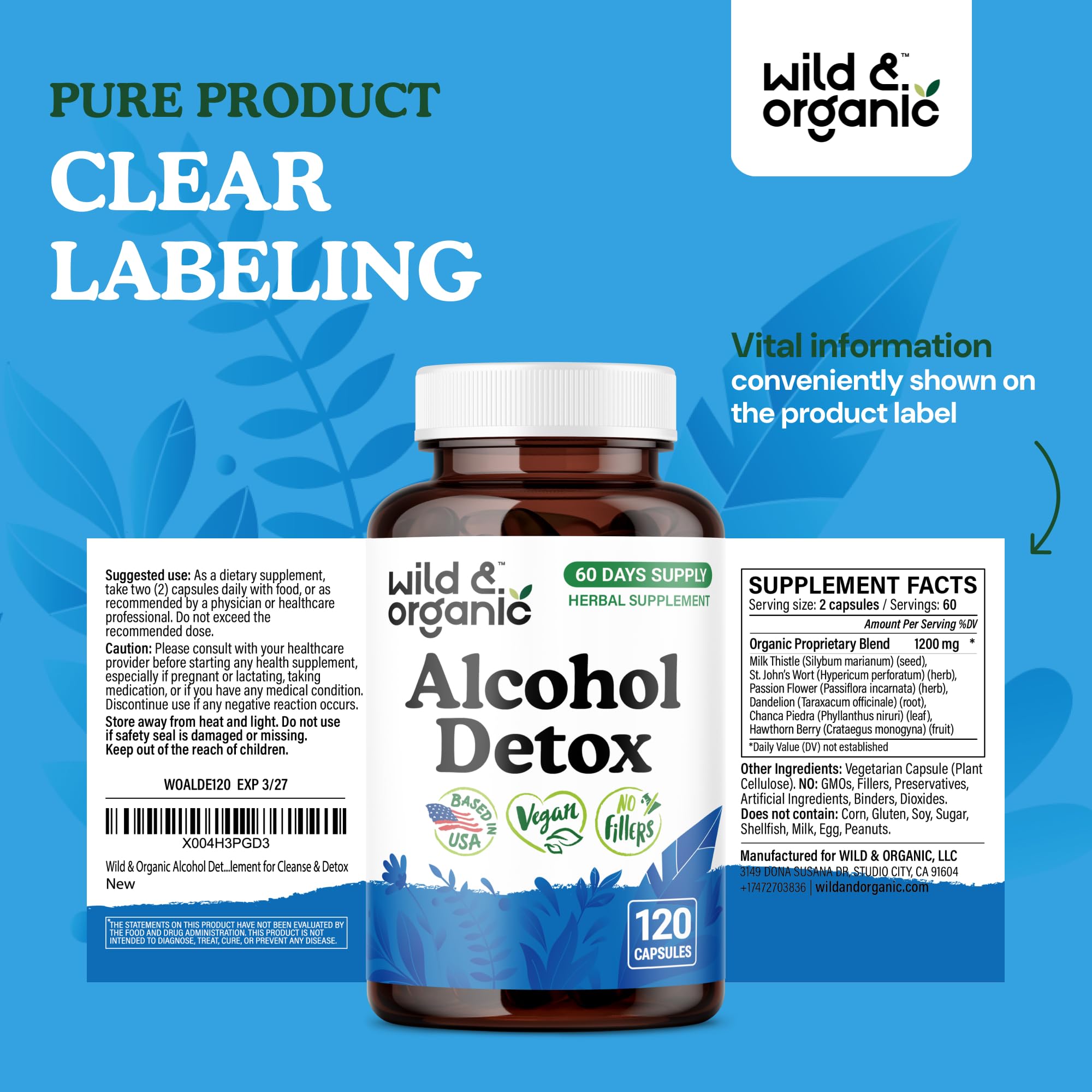 Easy-to-swallow Wild & Organic detox capsules for daily use.