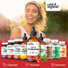 Wild & Organic Berberine Drops amber bottle protects product.