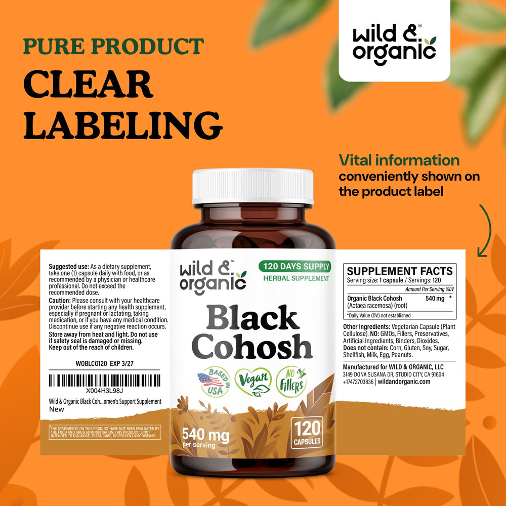 Wild & Organic capsules inside bottle suggest on-the-go daily routine.