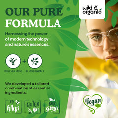 Wild & Organic capsules coated with vegetable cellulose, vegan friendly