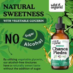 Amber glass Wild & Organic Chanca Piedra Drops bottle protecting potency.
