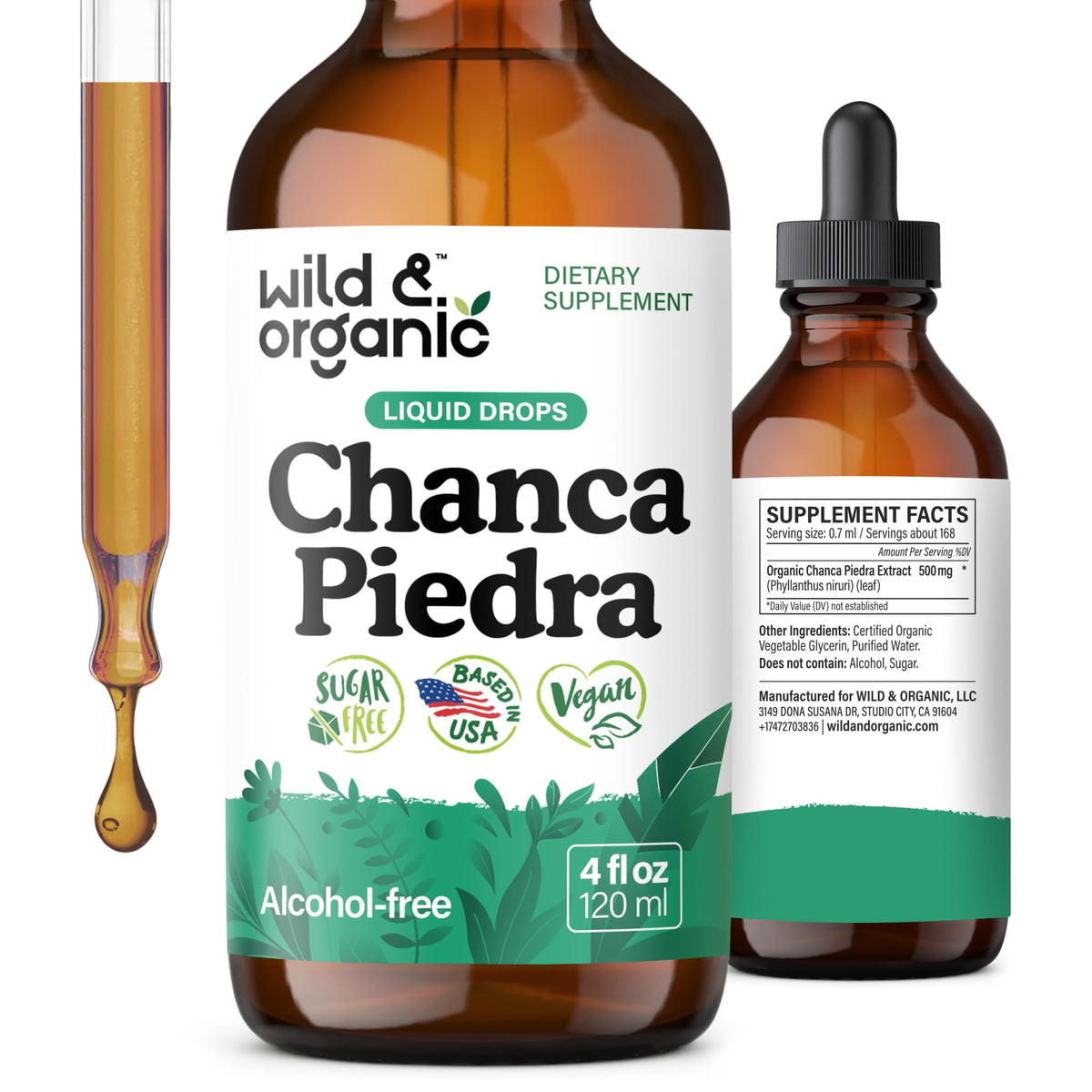 Wild & Organic Chanca Piedra Drops bottle for kidney and gallbladder support.