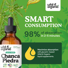 Dose measurement with Wild & Organic Chanca Piedra Drops for convenient daily intake.