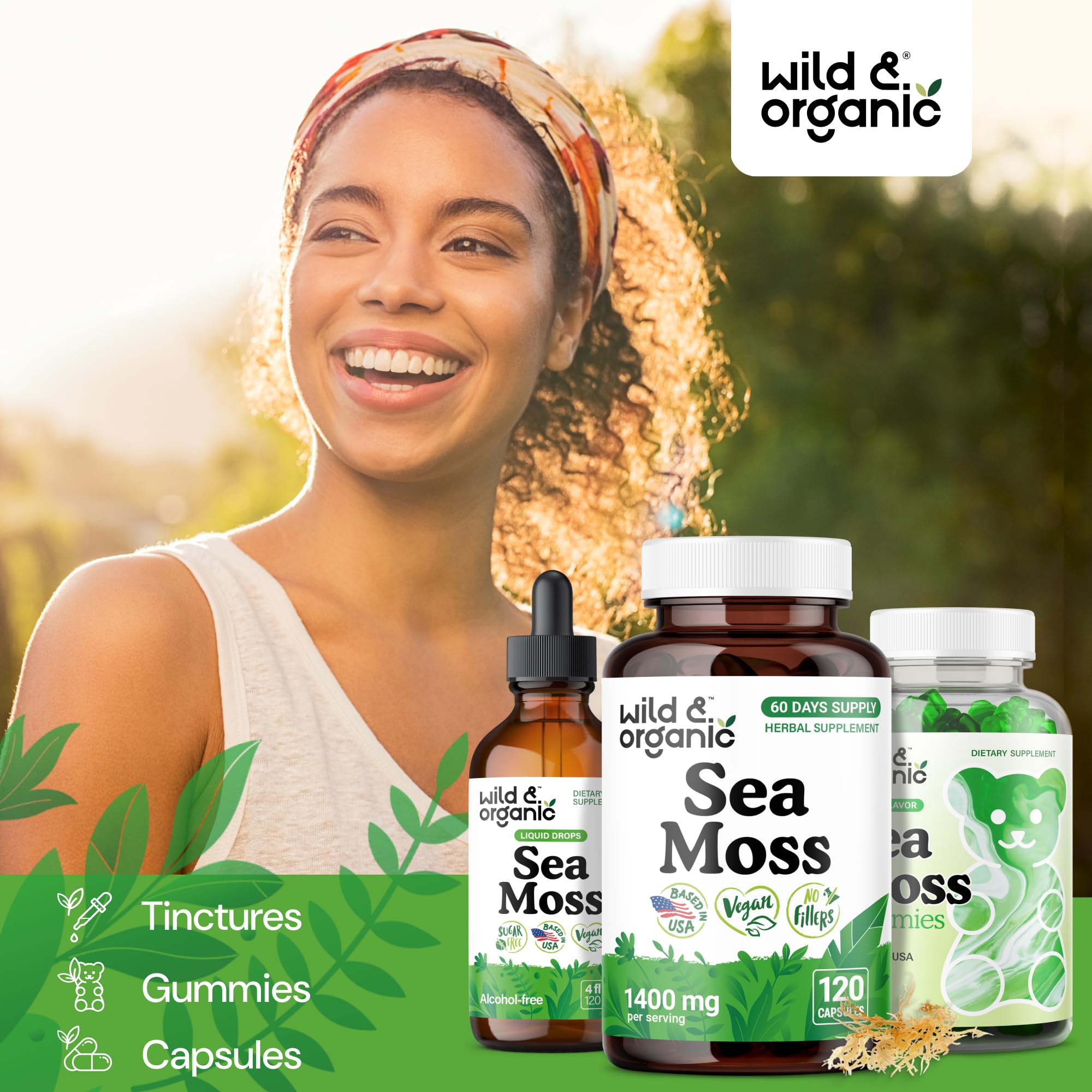 Close-up of Wild & Organic Irish sea moss powder texture