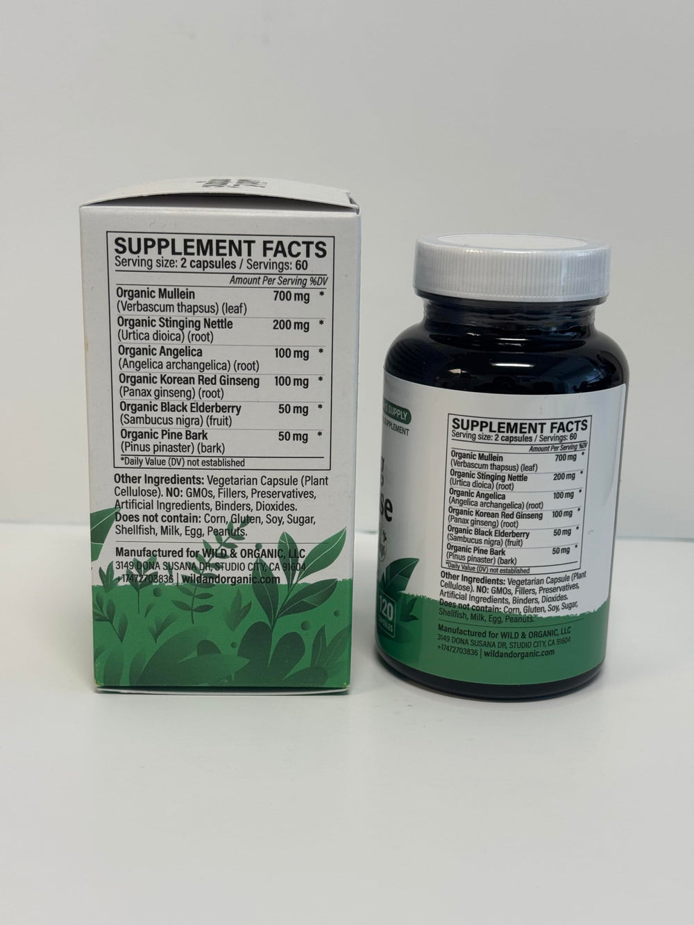 Wild and Organic Lung Cleanse capsules with calendar icon indicating 60-day supply