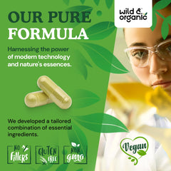 Wild and Organic Lung Cleanse vegan capsule close-up emphasizing plant-based coating