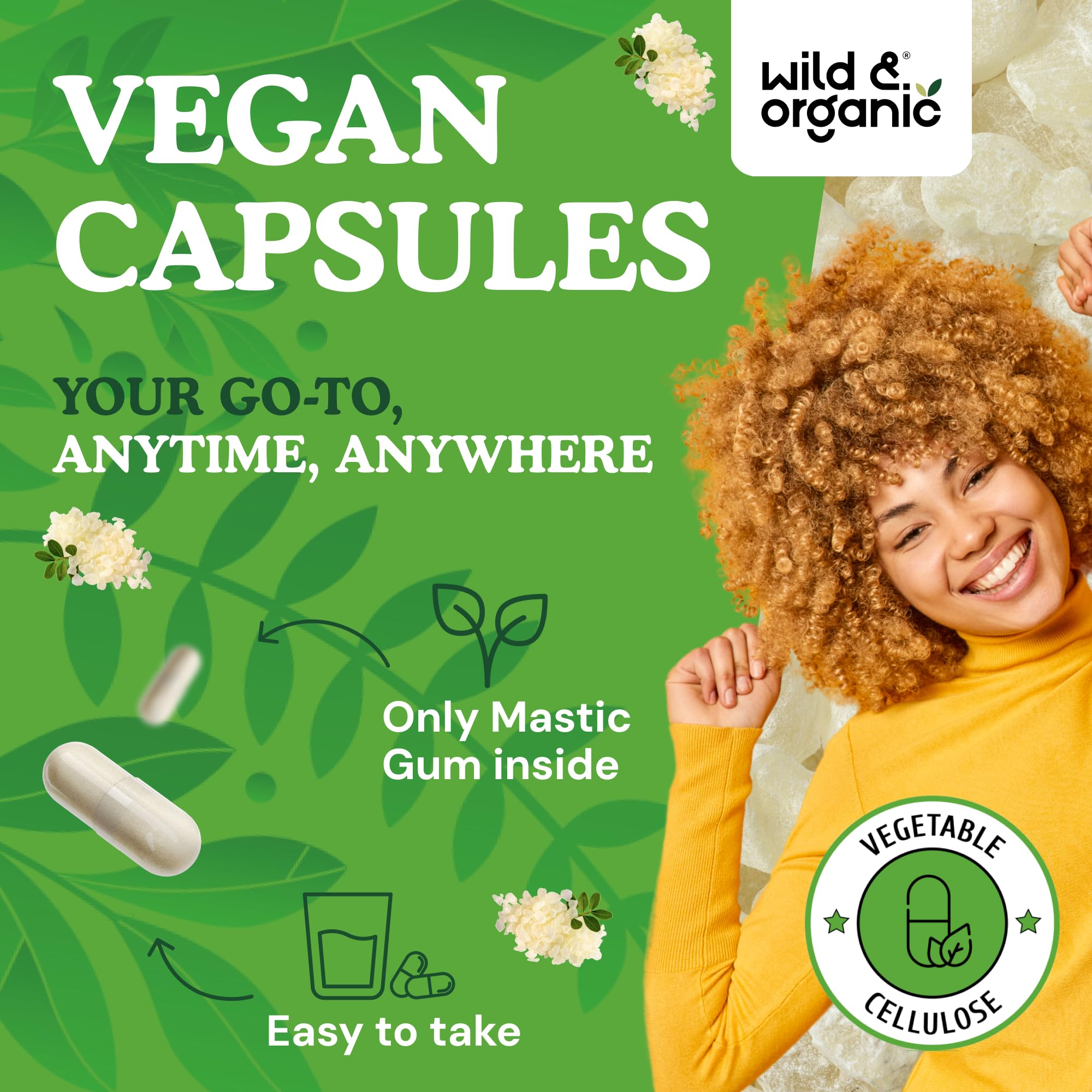 Wild & Organic capsules with vegetable coating for vegan ease